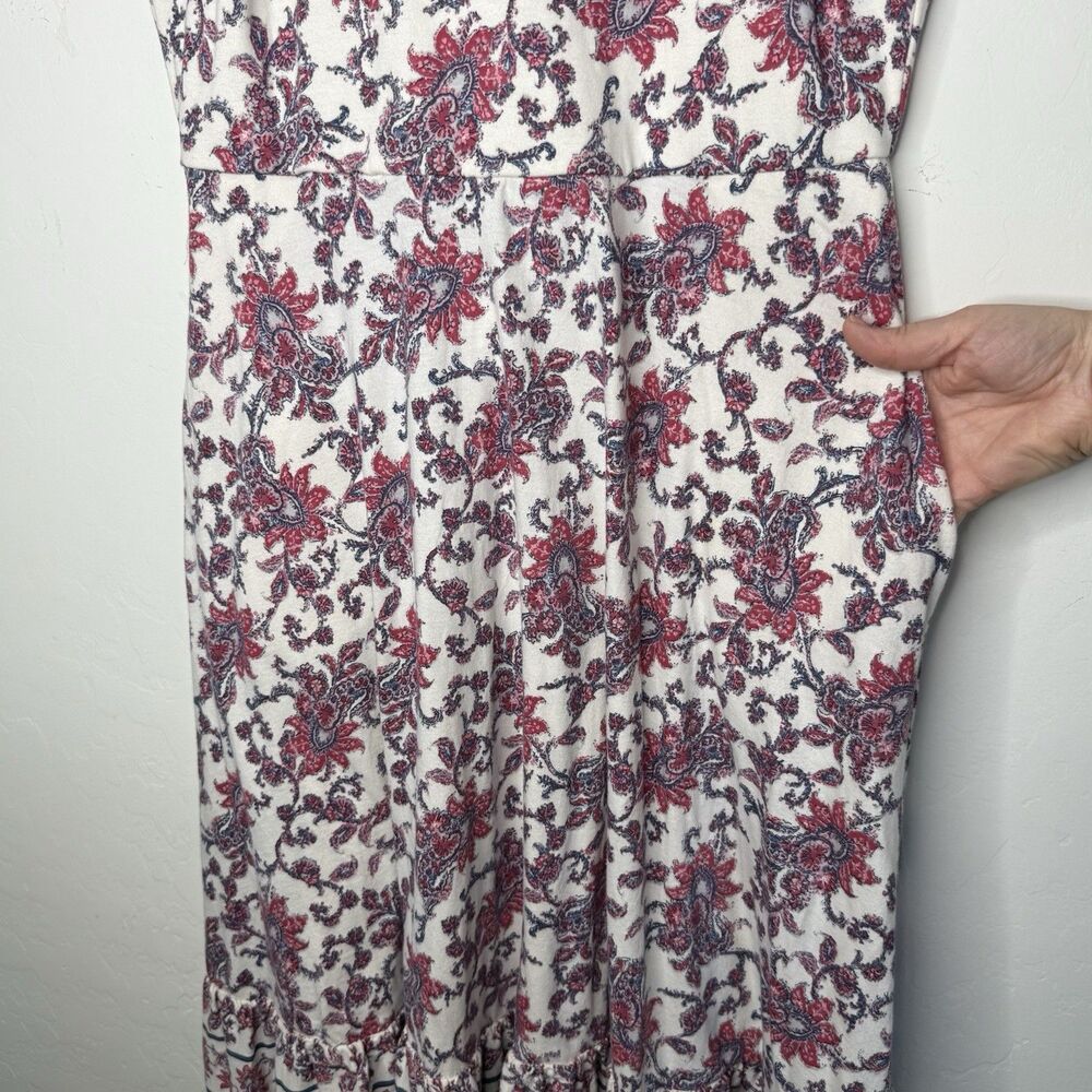 Chaps Med 100% Cotton Boho Tiered Halter Midi Dress Cottagecore Vacation Travel - Picture 5 of 14